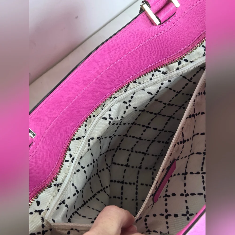 Kate Spade Fuchsia Leather Tote Bag with Dual Top Handles - Picture 9 of 16